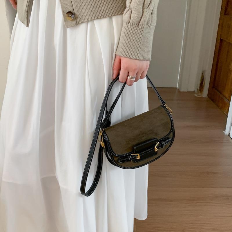 Niche Texture Handbag Bag Women's New Autumn and Winter Shoulder Messenger Bag High-end Retro Saddle Bag