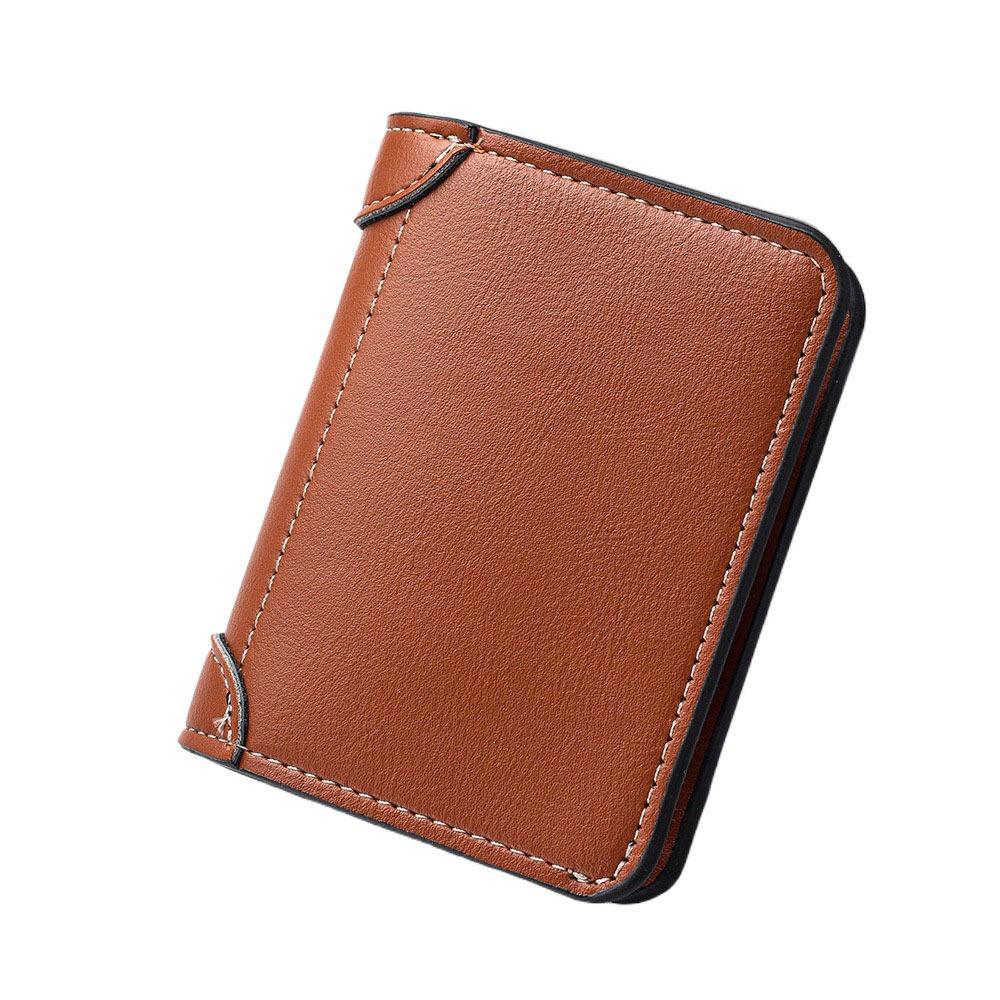 Slim Business Clutch Bag Thin PU Leather Card Holder Minimalist Men Short Wallet  Travel