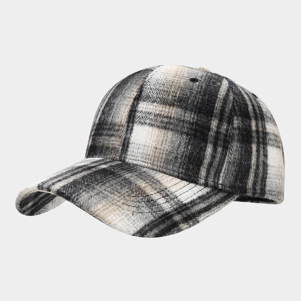 Britischer Stil literarische und Retro karierte Woll-Baseballkappe für Männer und Frauen Herbst und Winter Outdoor-Mode thermische Schirmmütze