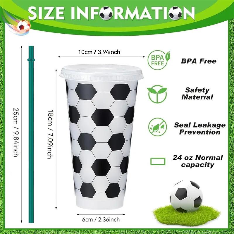 5/10 Pcs Plastic Soccer Cups Bulk Reusable Tumbler With Lid And Straw Sports Gifts For Coach Fan Men Women Soccer Team Gifts