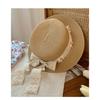 Butterfly Knot Flat Top Straw Hat for Women's Summer New Flower Lace Hat for Beach Shading and Sun Protection Straw Woven Hat