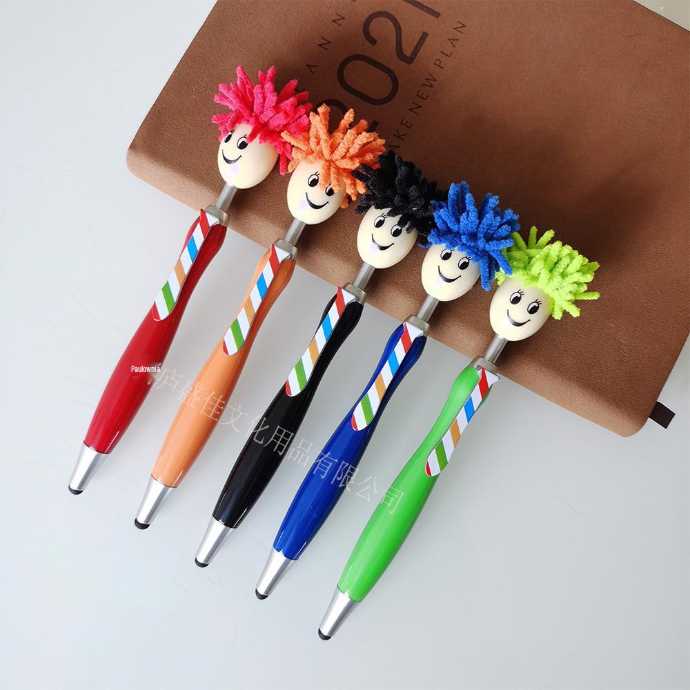 Christmas Cartoon Plush Doll Smiley Face Ballpoint Pen
