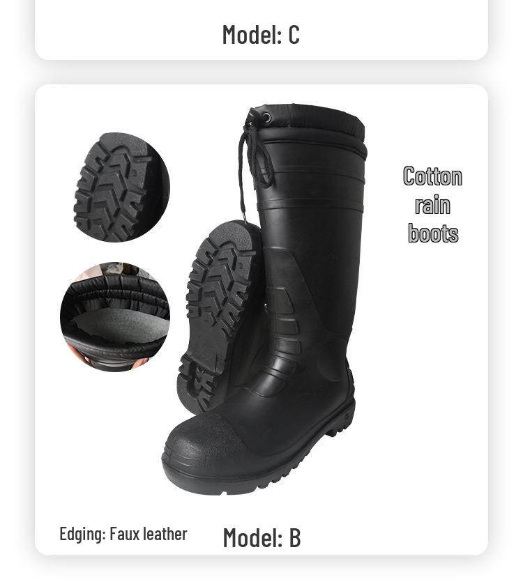 High-Top Cotton Winter Work Boots: Warm, Anti-Smash, Puncture-Resistant, Anti-Slip, Oil-Resistant, Steel Toe and Sole, Waterproof.