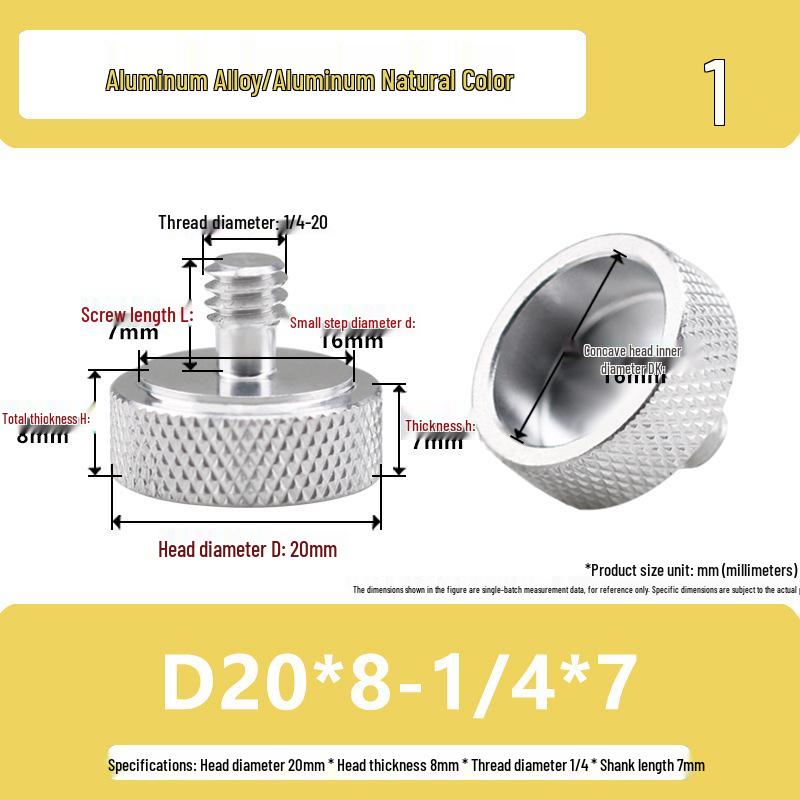1/4 Aluminum Alloy Hand-Tightened Drone Gimbal Adjustment Screw