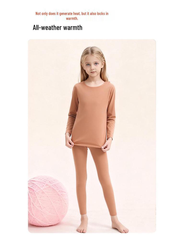 Children's Fleece-Lined Underwear Set: Extra Thick, Antibacterial, Warm for Teens & Big Kids (Class A, 10A)