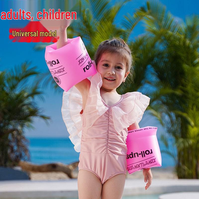 Thickened Adult Yellow Inflatable Swim Arm Rings with Double Airbag for Safe Floating
