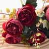 6 Heads Artificial Rose Flower Faux Silk Rose Bouquets with Leaf for Wedding Home Office Indoor Outdoor Decor