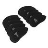 10pcs Golf Club Head Cover Breathable Nylon Mesh Soft Lining Protective Golf Iron Covers Set Black