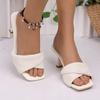 Women High Heels Sandals Summer Square Toe High Heels Sandals Luxury Slippers Comfortable Outdoor Shoes LadiesSandalias Mujer
