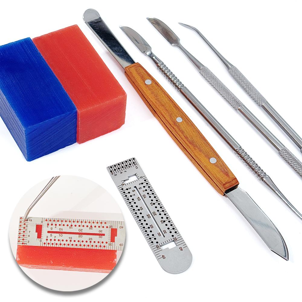 1 Set Dental Wax Carving Tool Set Stainless Steel Versatile Kit Dental Lab Tool Wax Block Carving Knife Wax Carving Positioning Ruler