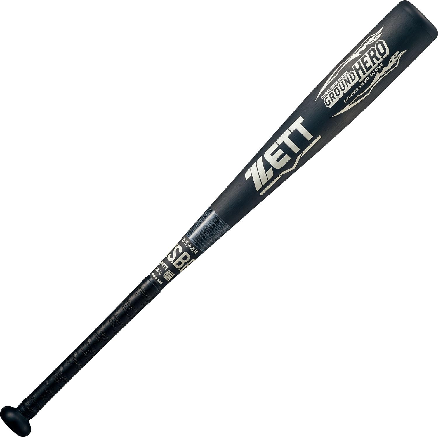 

ZETT Grand Hero Super Duralumin Baseball 520g Average Black Made in BAT74478 Bat, 78cm, Weight, (1900), Japan, чёрный