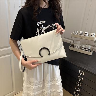 Vintage Damen Umschlag-Clutch-Tasche PU-Leder Große Kapazität Handtasche Mode Halbmond-Schnalle Umhängetasche Elegante Crossbody-Tasche Abendtasche