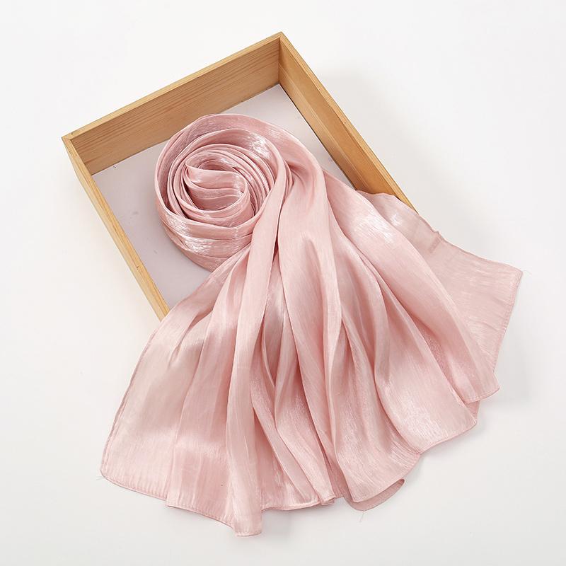 Premium Shimmer Silk Satin Hijab Scarf Women Luxury Solid Color Plain Hijab Shiny Shawl Silk Feeling Stain Wraps Shiny Stoles