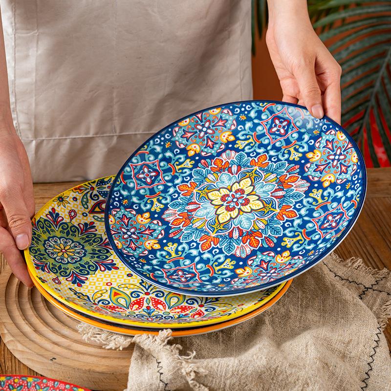 Bohemian Ceramic Plate Home Western Cuisine Plate Creative Cuisine Plate Restaurant
