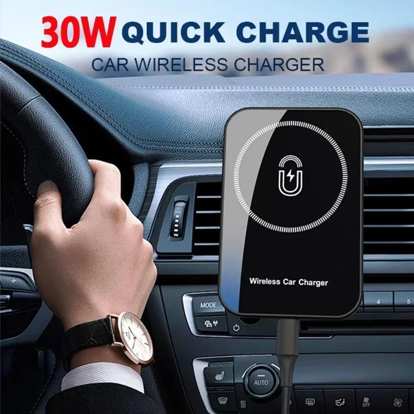 Magnetic Wireless Car Chargers 30W For Magsafe iPhone 16 15 14 13 12 Pro Max Car Charger Air Vent Clip Fast Charging Station