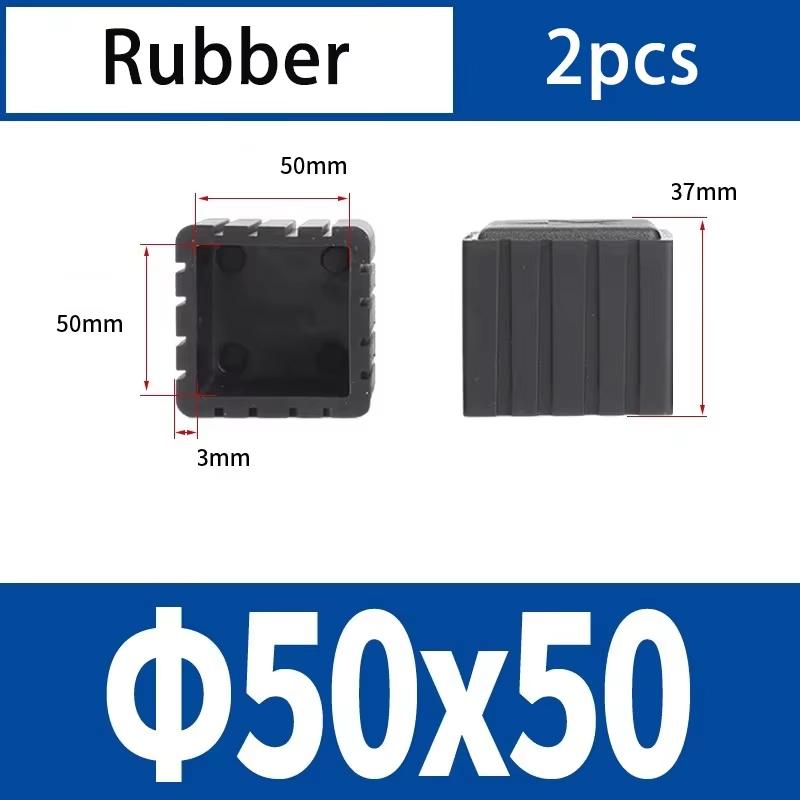 Square Rubber Black Chair Leg Caps Protector Pads Pipe Plugs Non-slips Table Foot Dust Cover Socks Floor Furniture Accessories