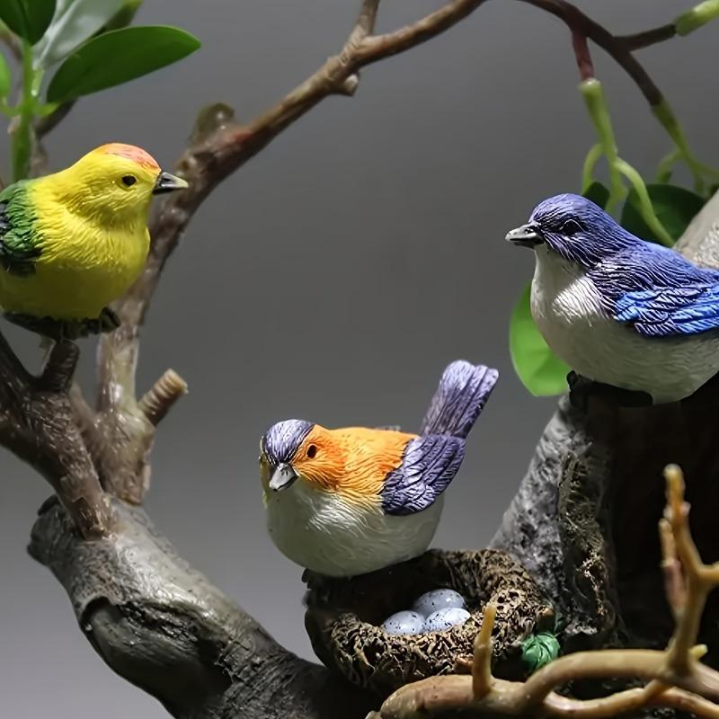 4PCS Micro Landscapes Mini Bird Figurines Nest of Bird Figures Animal Model Fairy Garden Decoration Home Decor Bonsai Ornaments