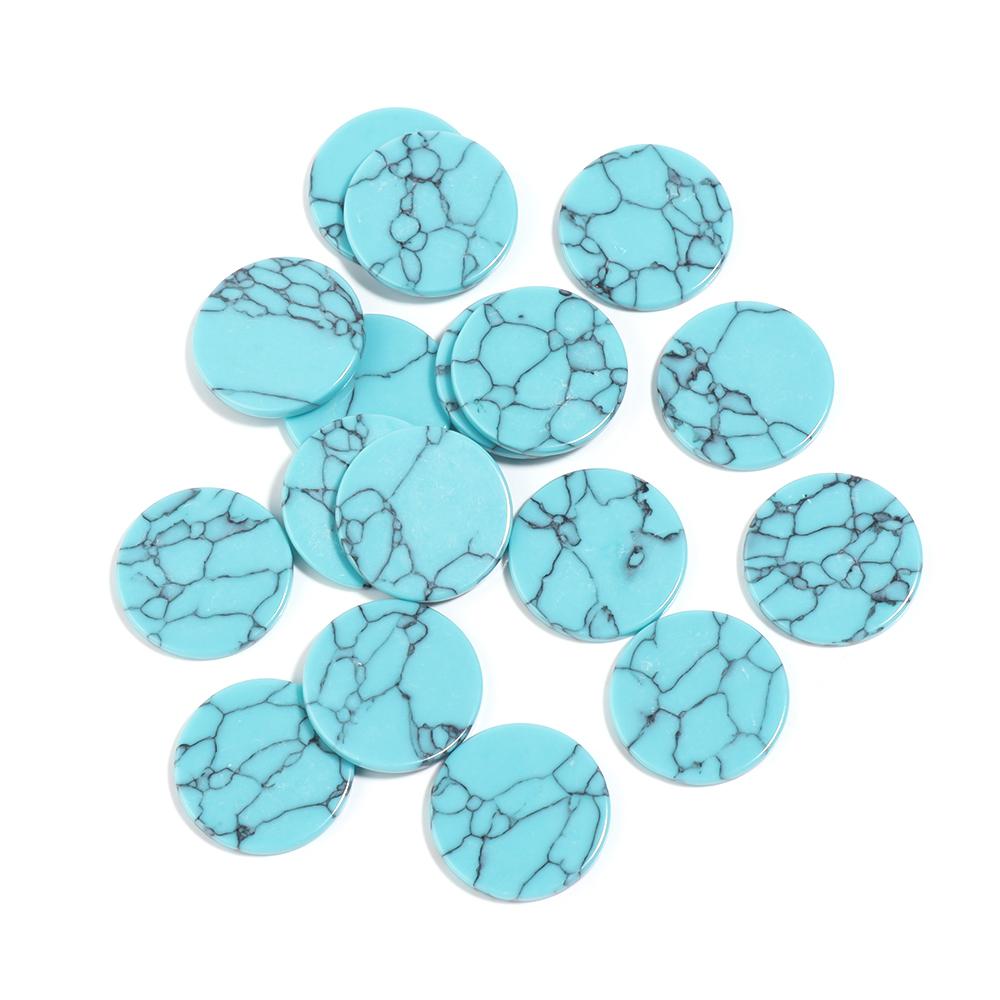 

6-22mm Natural Stone Cabochon Flat Round Turquoise Spacer Cabochons For Ring Necklace Making DIY Handmade Jewelry Accessories 6mm 30Pcs синій