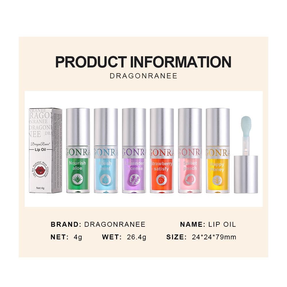 Dragon Ranee Large Brush Head Crystal Jelly Lip Oil Hydration, Moisturizing, Fade Lip Lines, Transparent Fruit Lip Gloss