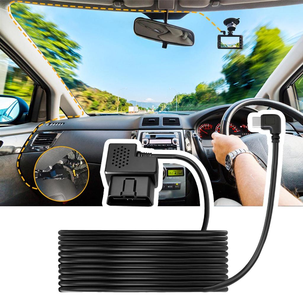 OBD Power Adapter Plug And Play 12V/24V To 5V Step-Down Line Hardwire Car Monitor Wire For Parking Lot Road Trips Daily Driving