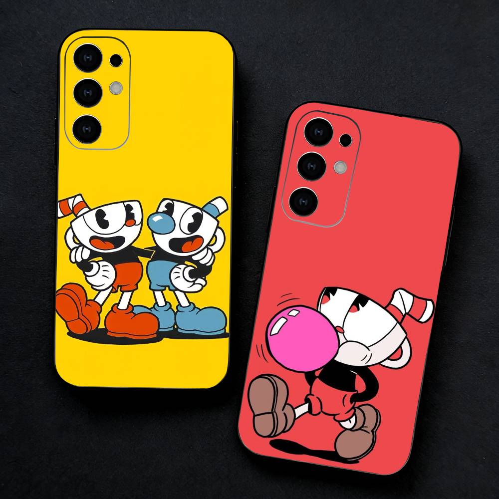 Game C-Cuphead Phone Case For Samsung S25,24,23,22,30,21,10,9,Ultra,Plus,FE 5G Black Soft Case