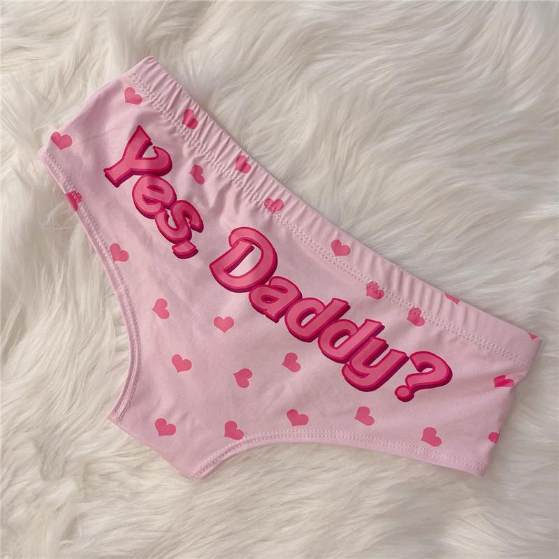 DeanFire Kawaii 3D Panties Women Underwear Yes Daddy Hearts Funny Print Push Up Briefs Lingerie Thong