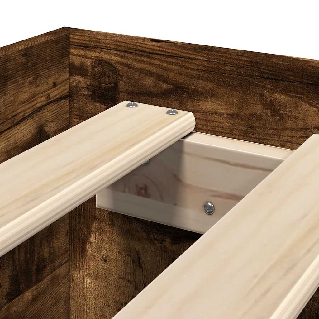 Bed Frame Without Mattress Smoked Oak 90x190 Cm Wood Based Material