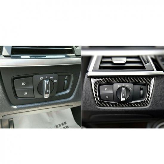 For BMW 3 Series F30 Carbon Fiber Interior Headlight Control Switch Trim Sticker
