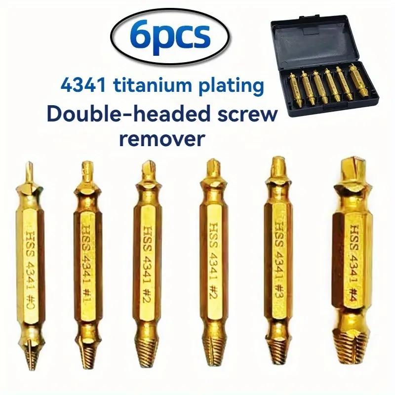 6pc HSS Extractor Double Head Screw Slide Tooth Removal Screwdriver Screwdriver Bit Broken Wire Tool Set