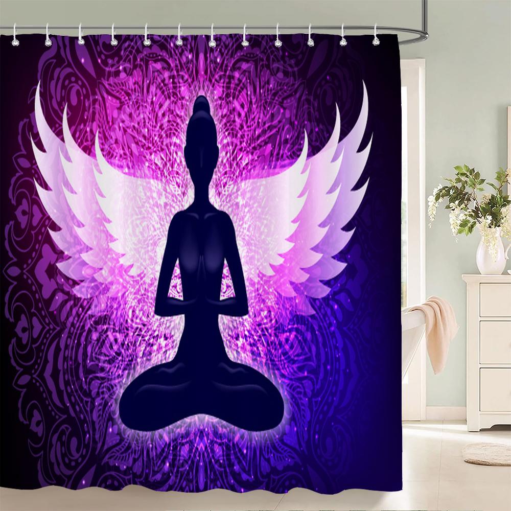 Sprchový závěs Sedm čaker Meditace Koupelnové závěsy 3D tisk Indický Buddha Voděodolná Polyesterová tkanina Dekorace do vany