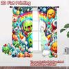 2D flat printing 2pcs Window Curtains Cute Space Adventure Planet Astronauts Digital Printed Polyester Drapes Festive Wall Decor