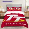 Isle of Man TT Nervenkitzel Bettwäsche (1 Bettbezug + 2 Kissenbezüge, ohne Füllung) 2D Flach Weich und bequem Weihnachts-Geburtstagsgeschenk Bettwäsche-Set