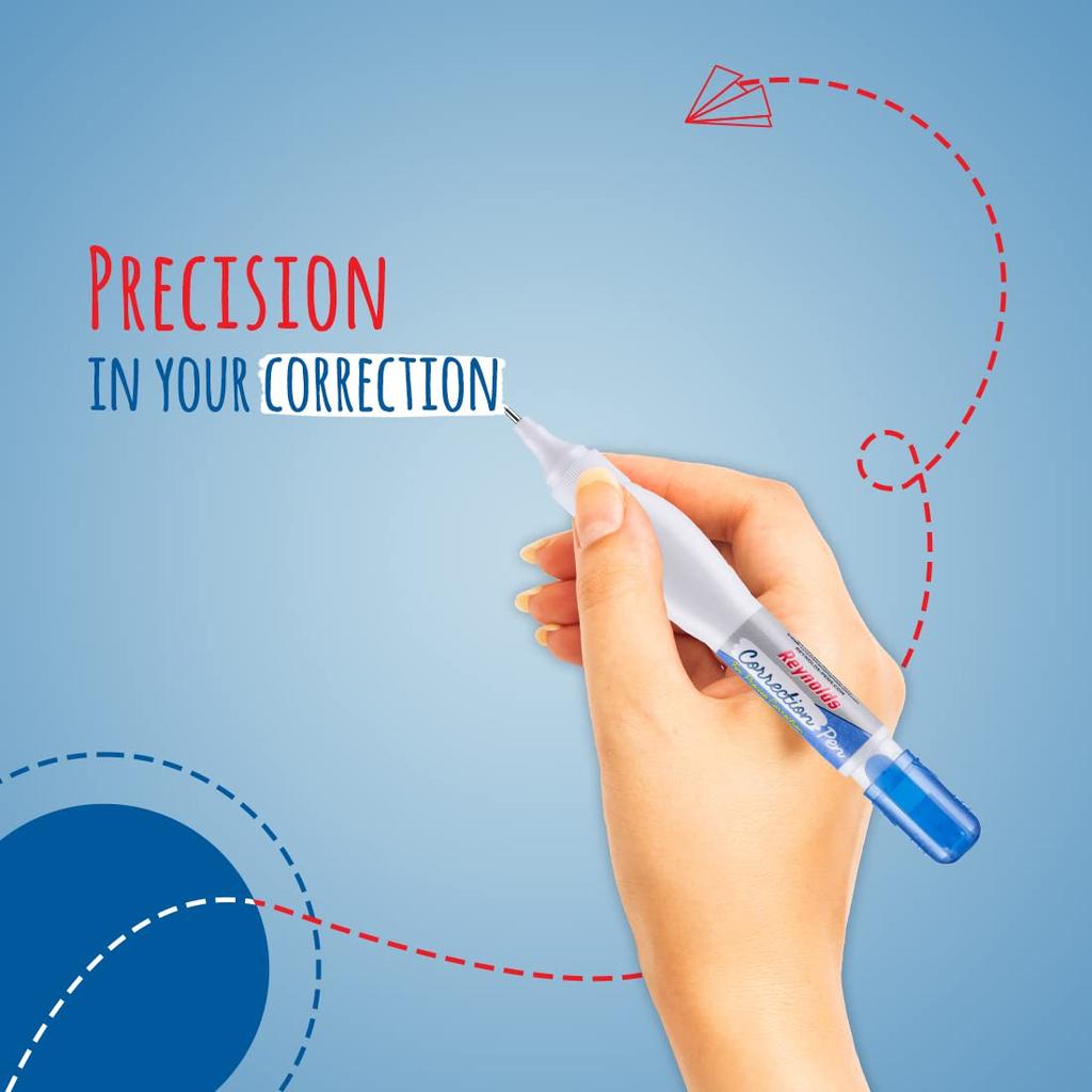 Reynolds Correction Pen Whitener Pack of 1 X 10 Correction Pen | Smudge-Free Precision Pen for Office, School & Home Use