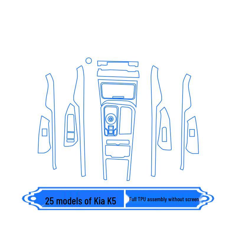 Kia K5 '25 Interior Protective Film: Dashboard, Navigation Screen, AC, Gear Shift, Center Console Stickers - Modification Kit