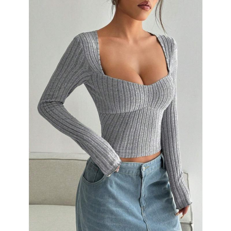 European and American Fashion Long-sleeved Brushed T-shirt Autumn and Winter New Style Short Navel Design Top