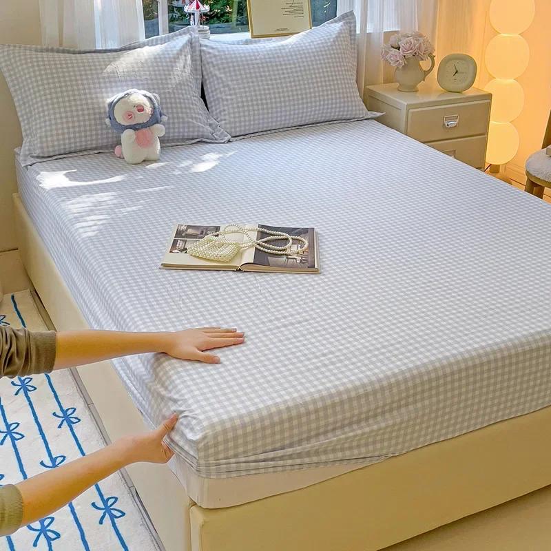

2025 New Mori Bed Hat Washed Cotton Unprinted Single Bedspread Solid Color Mattress Cover 90x200 120x200 200x220 Bedding 48x74cm 2 pillowcase