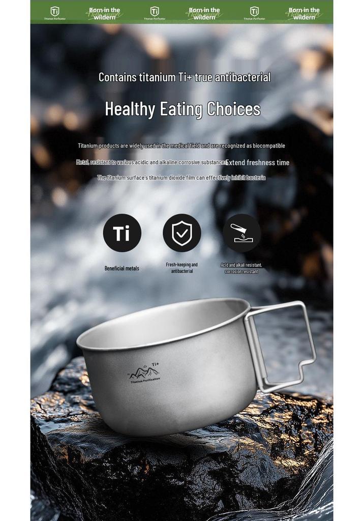 Portable Foldable Titanium Camping Cookware: Multi-functional Purification Pot and Instant Noodle Bowl