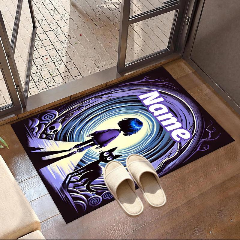 Custom Name Personalized Coraline Print Carpet, Versatile Home Decor Rug, for Playroom, Apartment, Balcony, Entryway, Hallway Gift