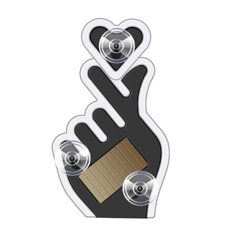 Creative Fun Heart  Lamp Car Interior Windshield LED  Decorate Lamp Hand Gesture Sign Light 5V USB & Solar Powered No-Wire Heart Neon LED Light