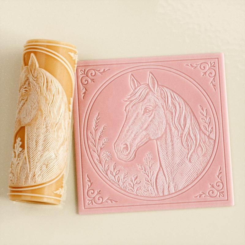 Flower Skull Clay Tile Roller Clay Texture Roller Ceramic Printing Polymer Textured Rolling Pins Pottery Diy Tools Handcrafts