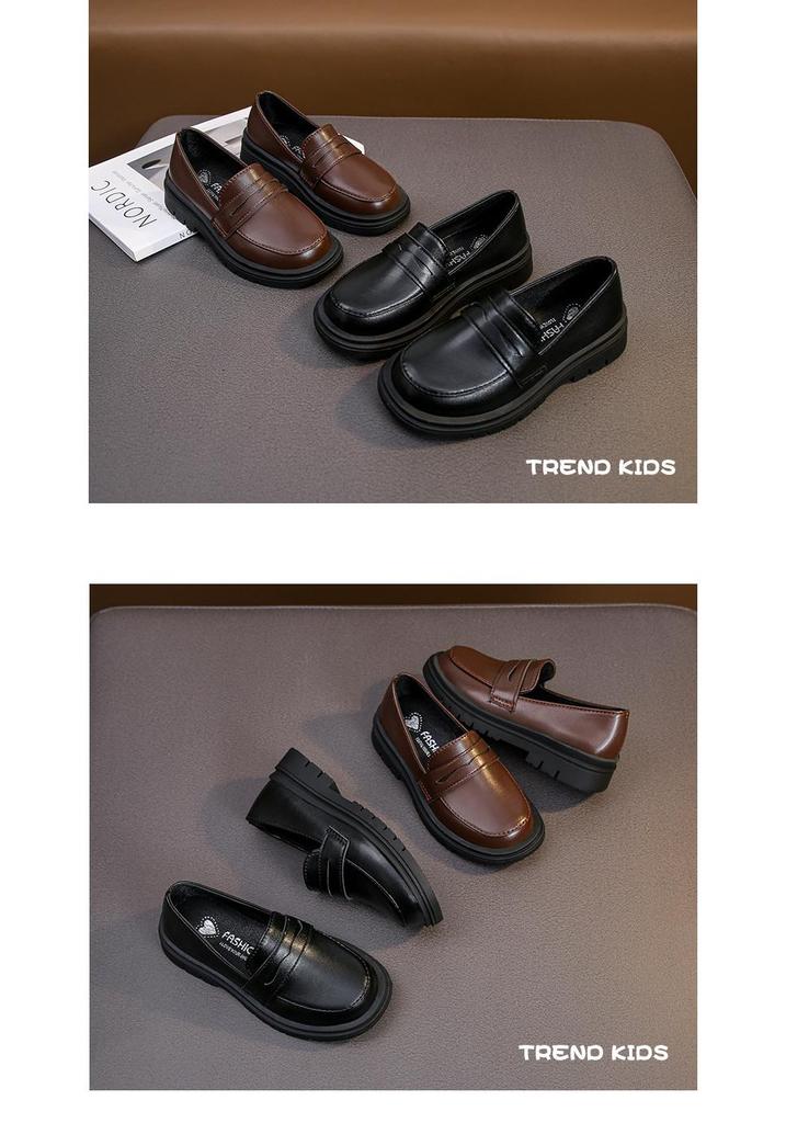 Kinderschuhe im britischen Stil aus schwarzem Leder - Lässige Frühjahrs-/Herbst-Fahrschuhe für Jungen und Mädchen