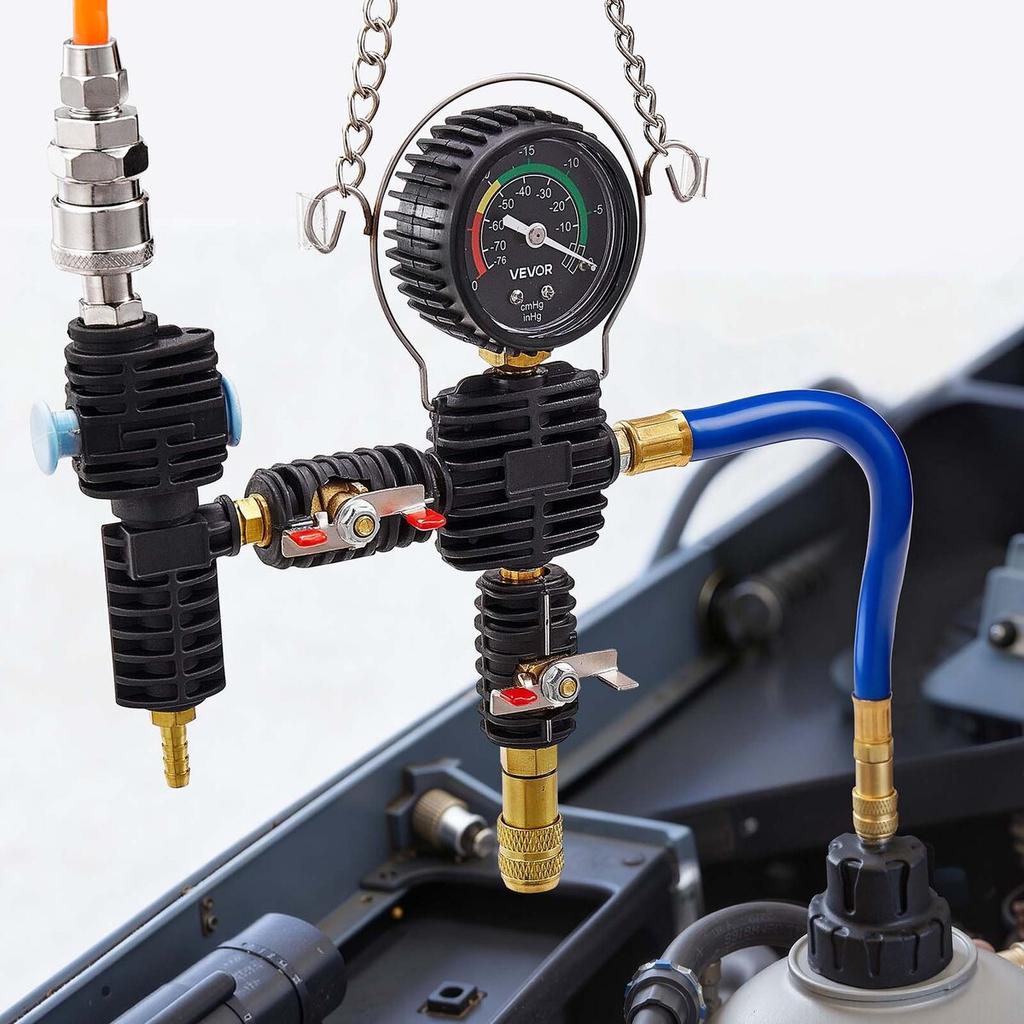 Coolant Pressure Tester Kit, 47Pcs Radiator Vacuum Refill Kit with 3 Metal Adapters, Universal Fit, Automotive Cooling System Pressure Tester Tool,