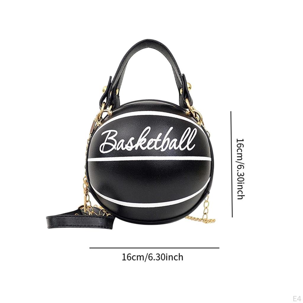 Basketball Shaped Crossbody Bag Clutch Zipper PU Shoulder for Vacation Phone