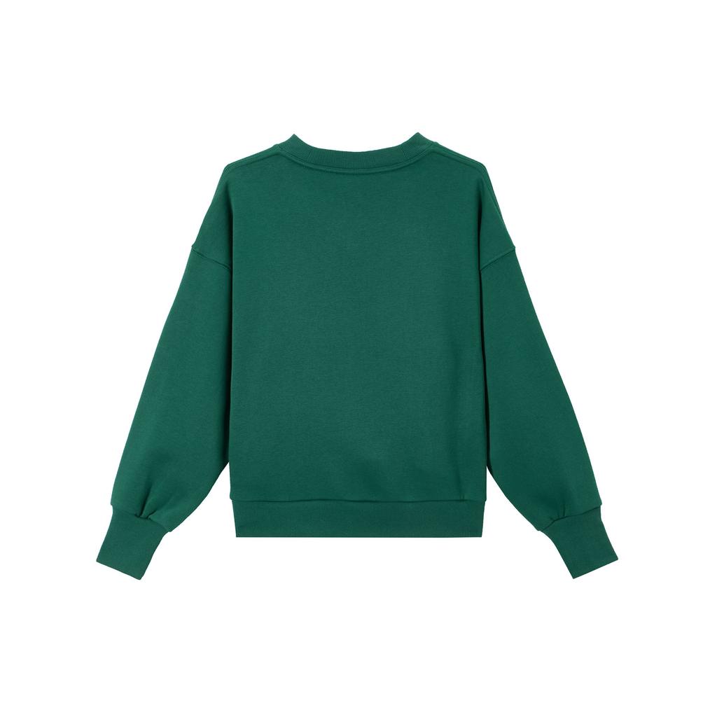 adidas Solid Color Small Logo Crew Neck Pullover Comfortable Long Sleeve Sweatshirt Women Sweatshirt Forest-Green IY6755