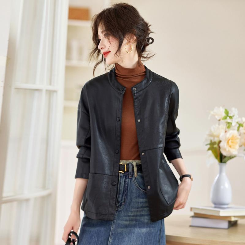 

Новая куртка из овчины, модная, свободного покроя, большого размера, чистого черного цвета 2XL