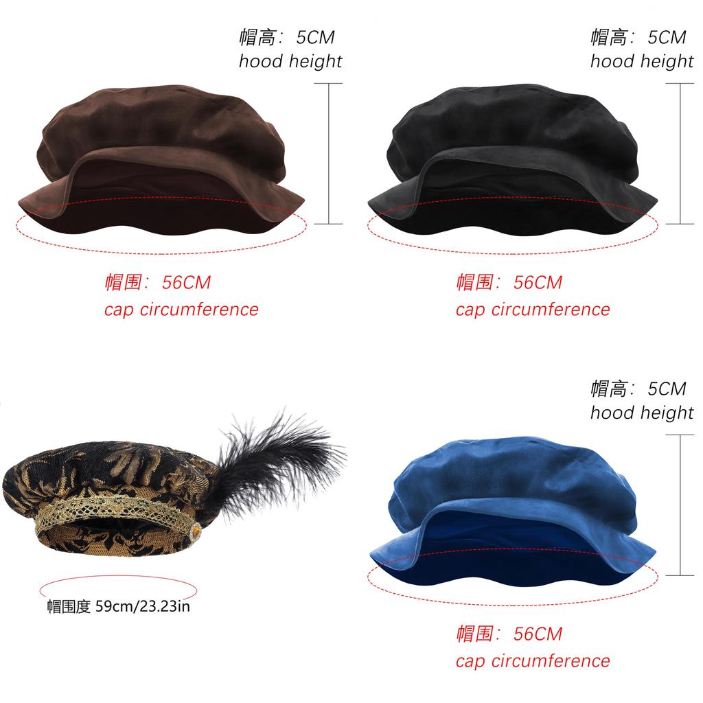 Medieval Renaissance Mens Feather Muzzle Hat With Print Design For Cosplay And Vintage Fashion