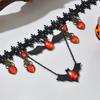 Vintage Halloween Necklace Dark Style Bat Earrings Steampunk Gothic Choker  Party Costume