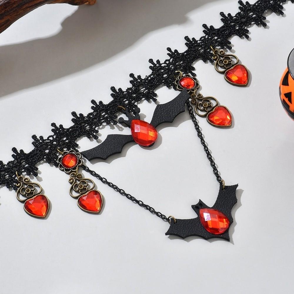 Vintage Halloween Necklace Dark Style Bat Earrings Steampunk Gothic Choker Party Costume