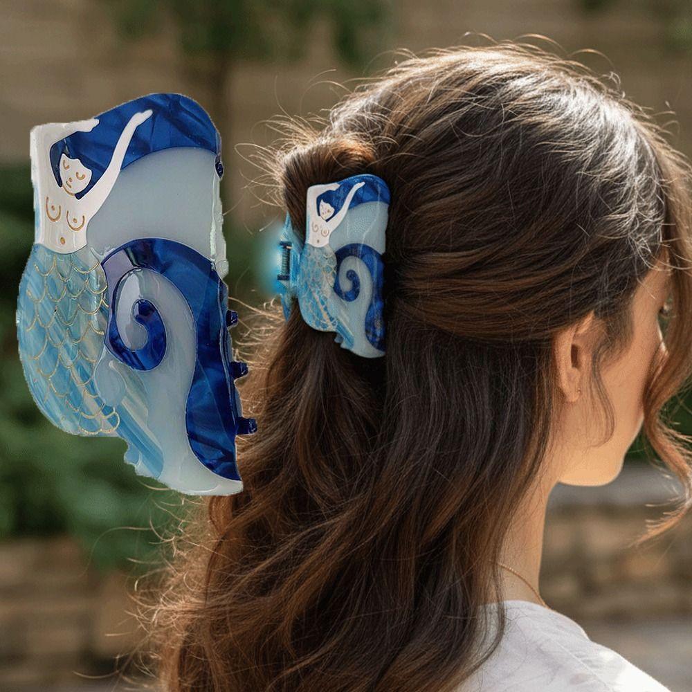 Ocean Mermaid Hair Claw Clips Funny Women Accessories Cute Acetate Shark Hairpin Jewelry Gift
