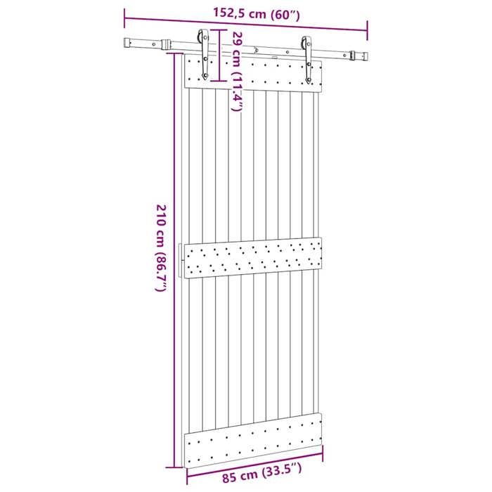 VidaXL Sliding Door and Hardware Kit 85x210 Cm Solid Pine 3332690